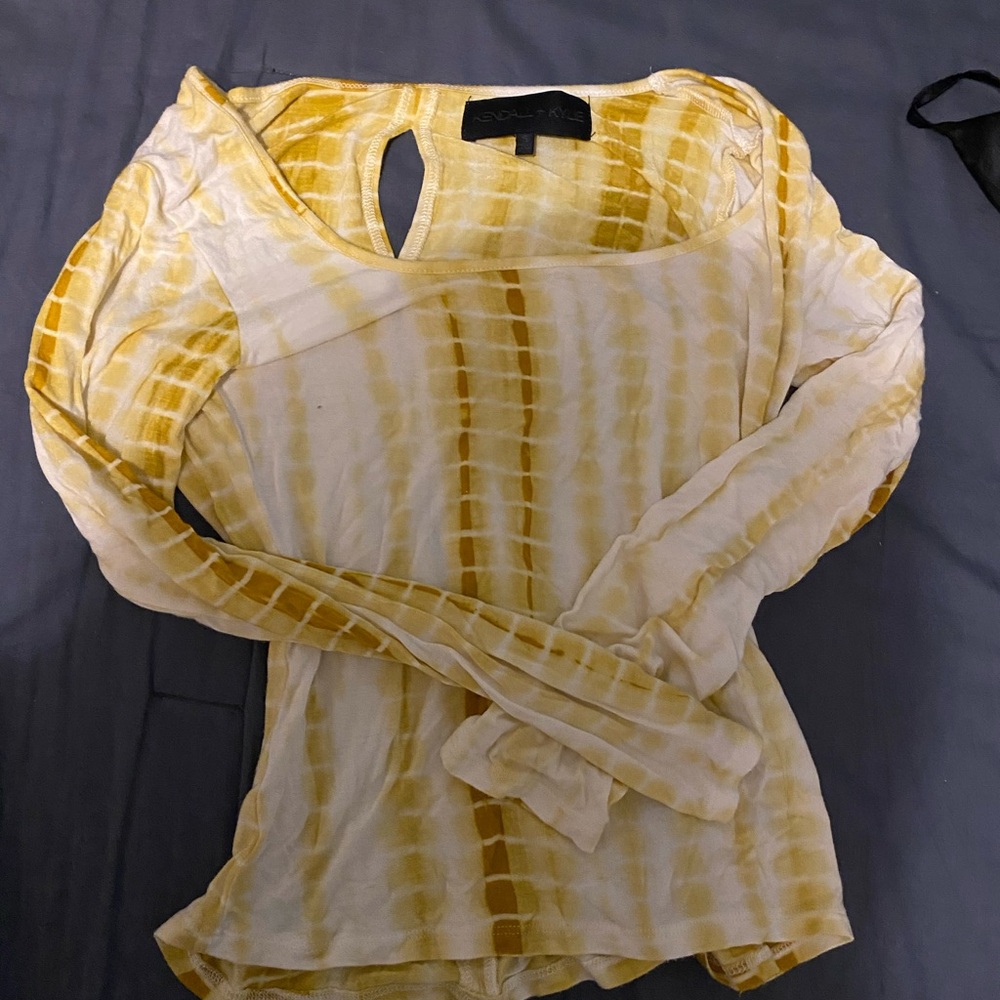 Kendall & Kylie Yellow Tie-Dye Long Sleeve Top
